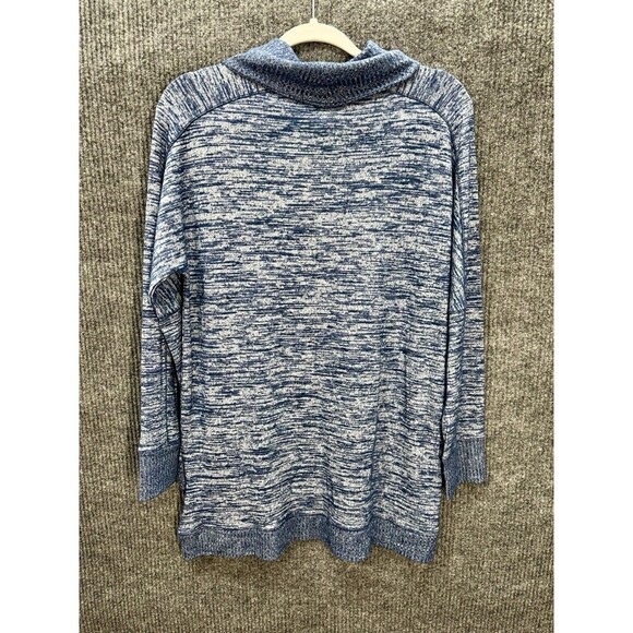 Chicos Zenergy Cowl Neck Tunic Sweater Top Size 0 (4/6) Blue Heather Long Sleeve - Picture 2 of 10